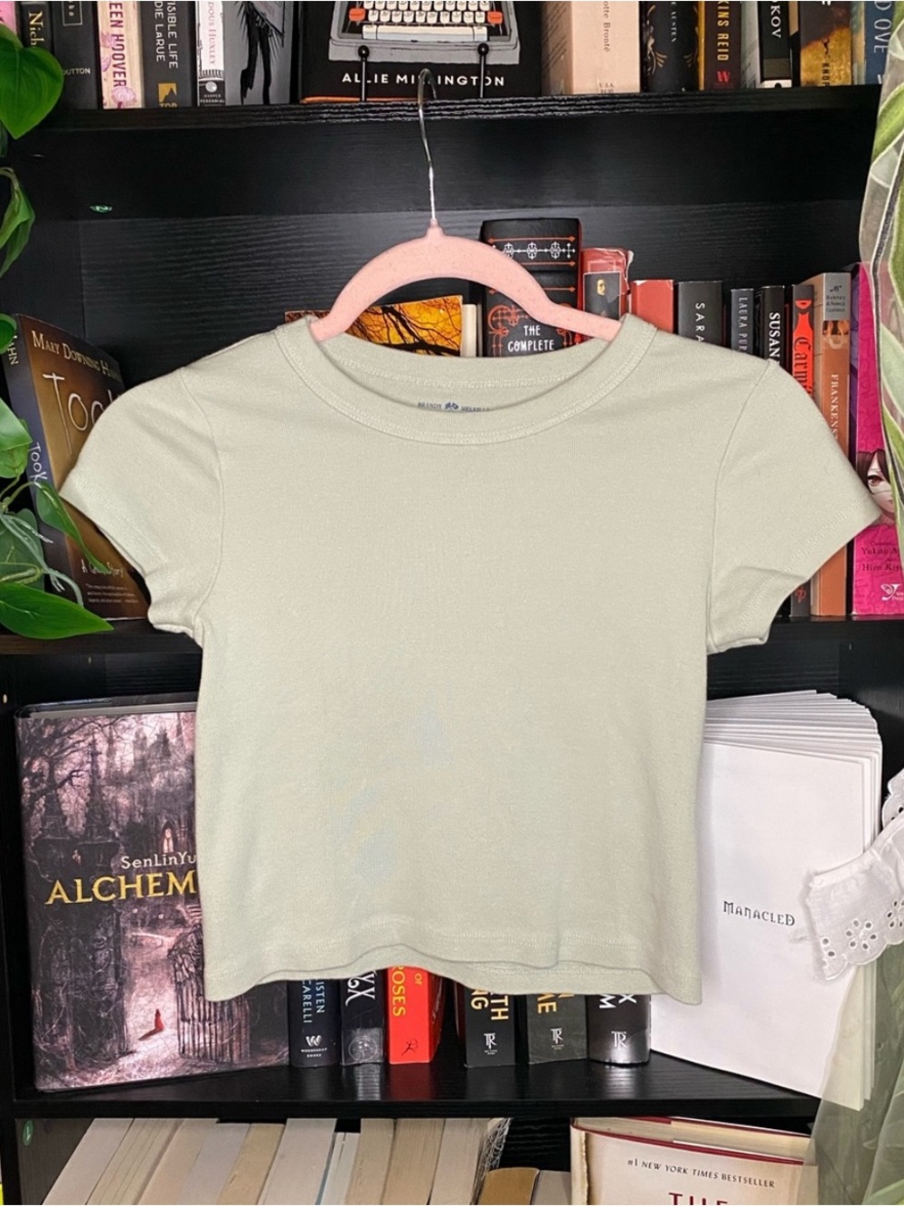 Adorable & Soft Brandy Melville Light Matcha Green Ashlyn Cropped Cotton T-Shirt